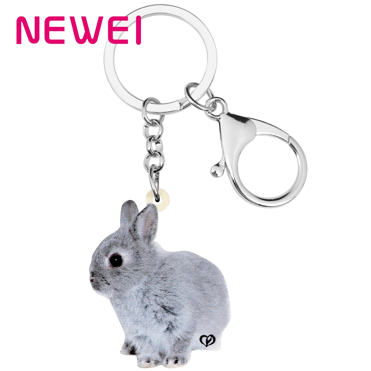 

Newei Acrylic Gray Easter Hare Rabbit Bunny Keychains Animal Keyring Jewelry For Women Girl Teen Fashion Gift Bag Car Decoration
