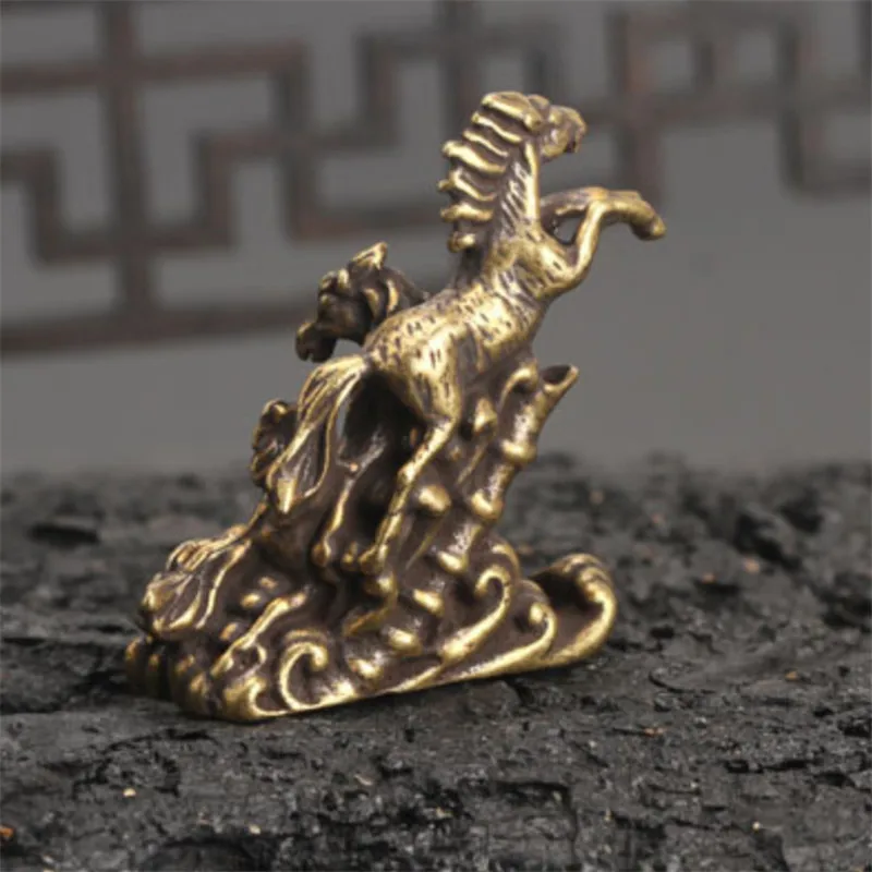 Твердая латунь бегущие лошади маленькая статуя подставка для ароматических