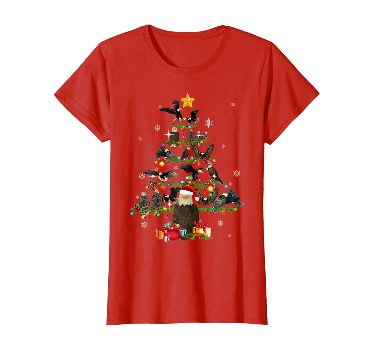 

Eagle Christmas Tree X-mas Bird Lover Womens Gift T-Shirt New Summer Cool Tee 2020 Breathable All Cotton Short Sleeve T Shirt