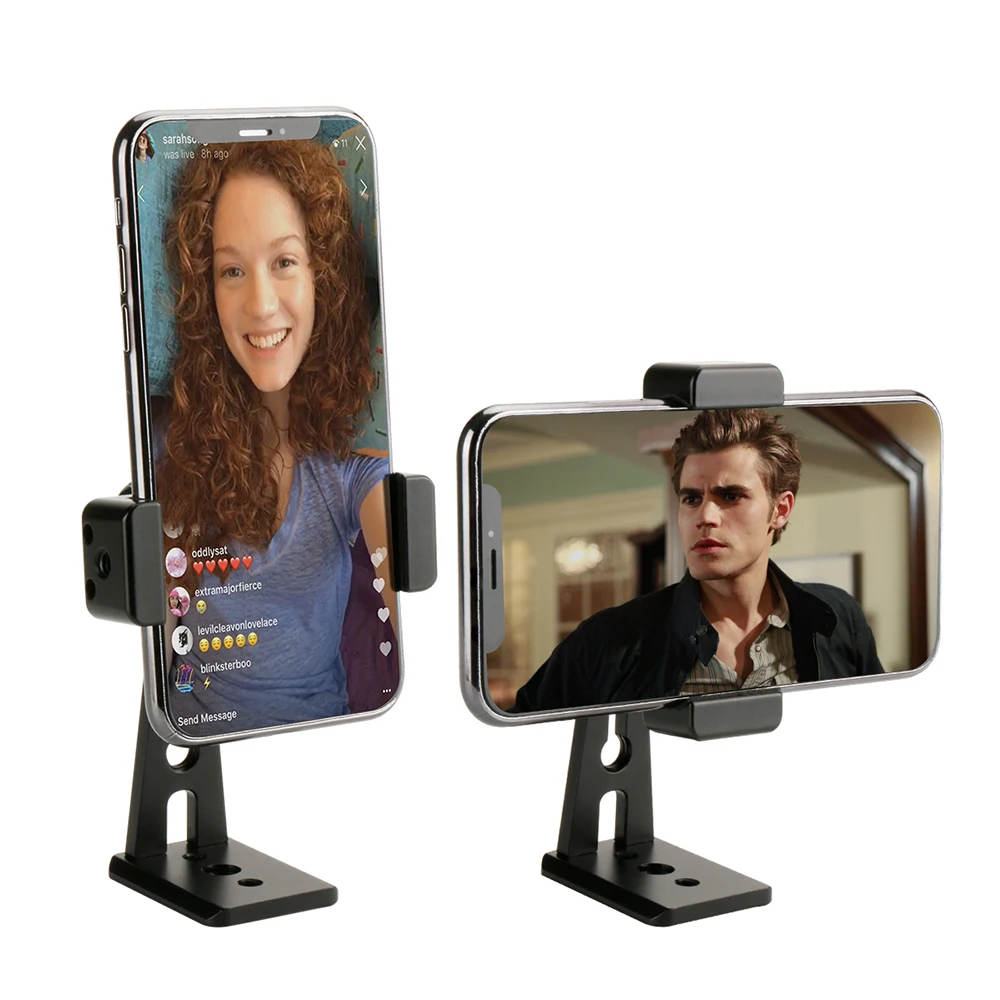 

Black&Red Adjustable Tripod Mount Adapter Vertical 360 Rotation Large Aluminium Alloy Phone Clipper Holder Stand For Video Live