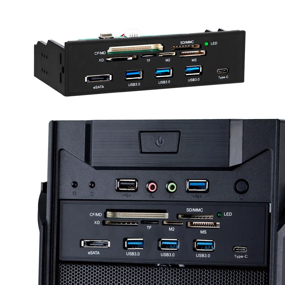 

5,25 дюймов USB 3,0 концентратор мульти Порты и разъёмы кард-ридер переднего приводного Панель док-станция для портативных ПК компьютер аксессу...