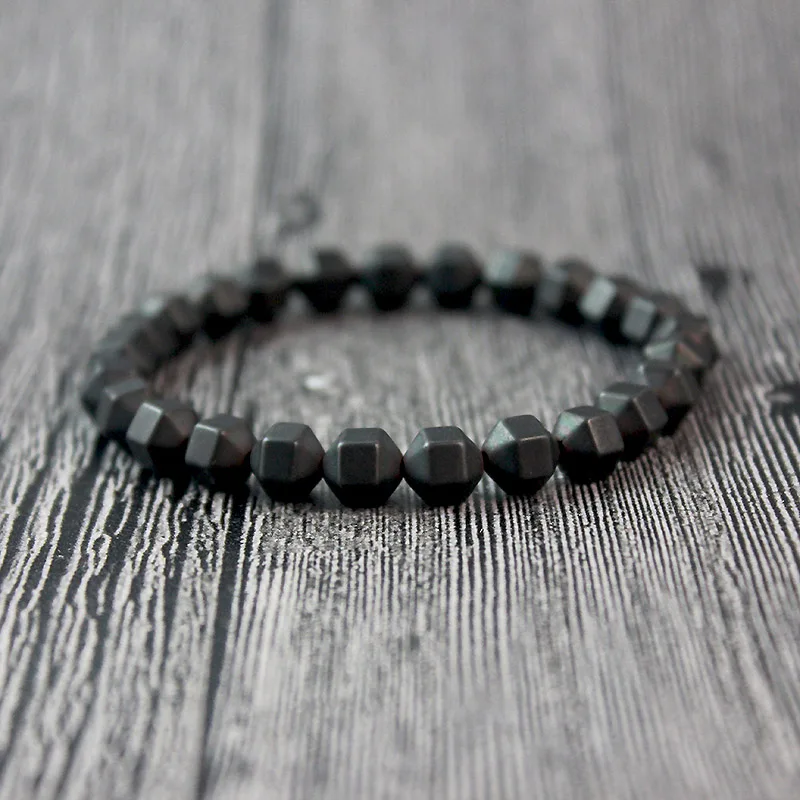 Новинка модные классические матовые черные бусины из гематита браслет бусин