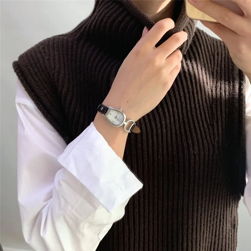 Женский трикотажный жилет HziriP Укороченный пуловер без рукавов с высоким