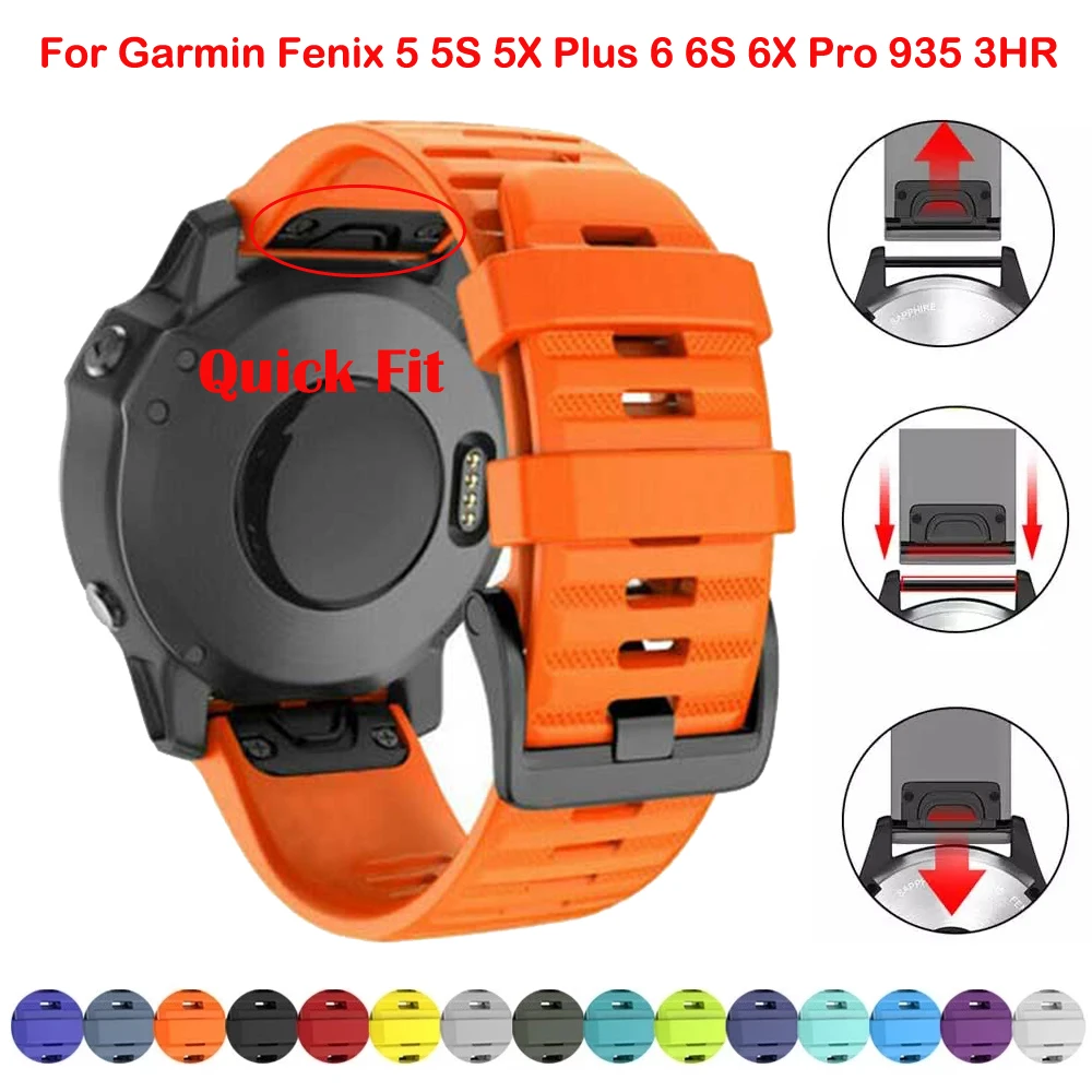 Силиконовый ремешок для наручных часов Garmin Fenix 6 6S 6X Pro 5 5X 5S плюс 3 HR 935 группа Fenix6