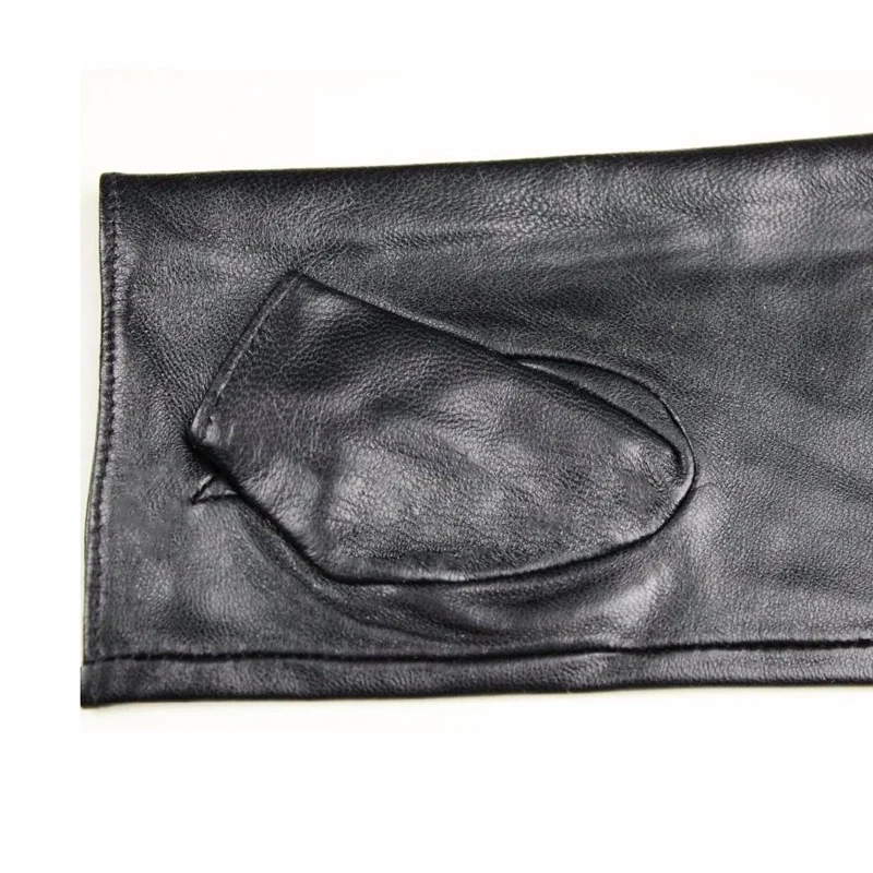 

Lengthened Sheepskin Half-Finger Gloves Men Women Leather Driving Students Outdoor Riding Spring and Autumn to Keep Warm