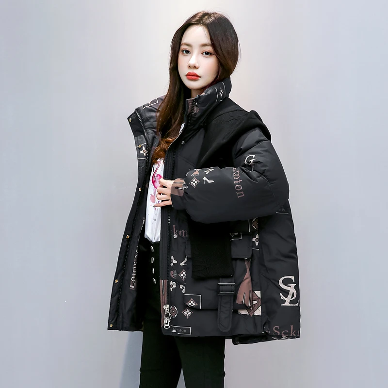 New style jacket coat women winter coat warm knit hat down cotton women's coat Korean version loose plus size winter women