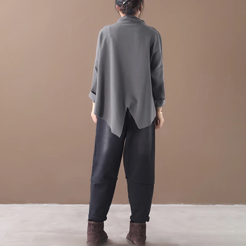 CHICEVER Корейская свободная Асимметричная футболка для женщин водолазка с длинным