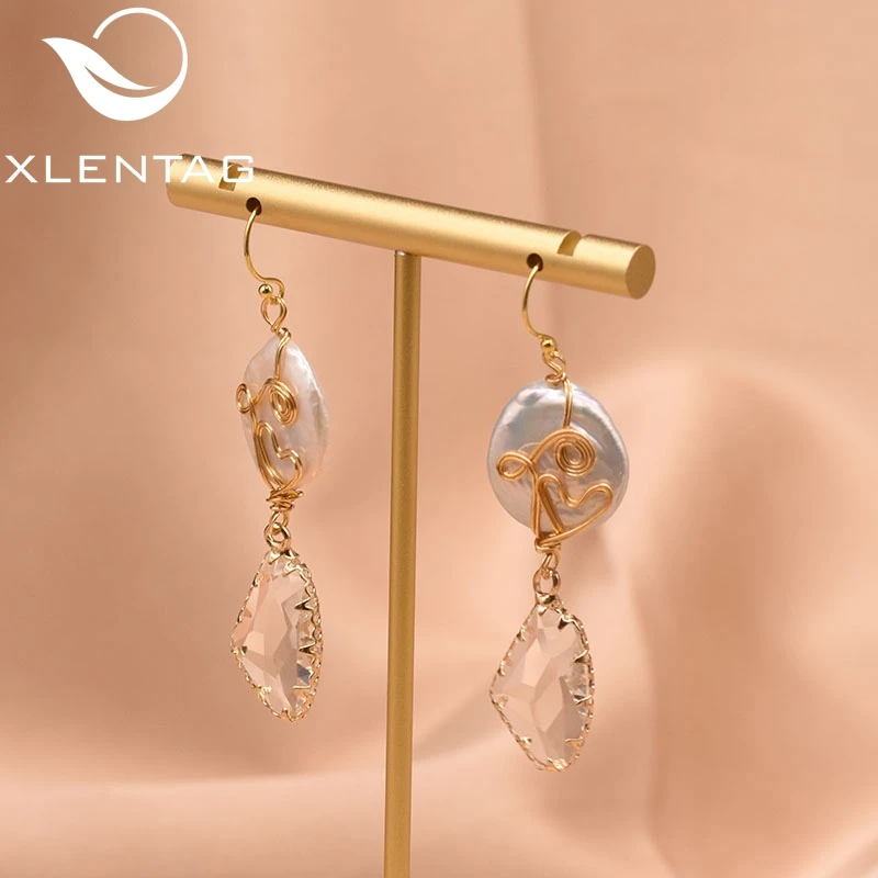 XlentAg Geometric Baroque Pearl For Women Girl Wedding Gift Korean Earrings Fine Jewellery Boucle D'oreille Femme GE0809