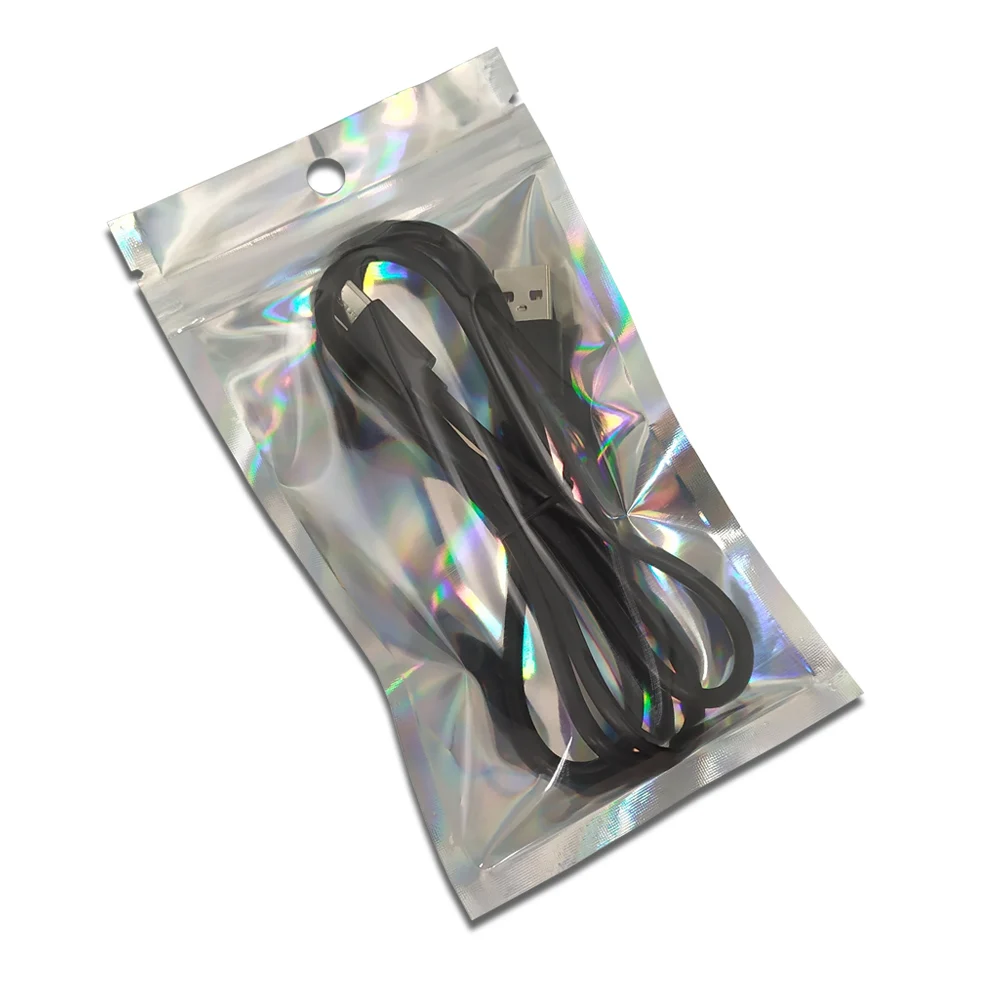 100 шт./лот прозрачная алюминиевая фольга голографическая упаковка на молнии