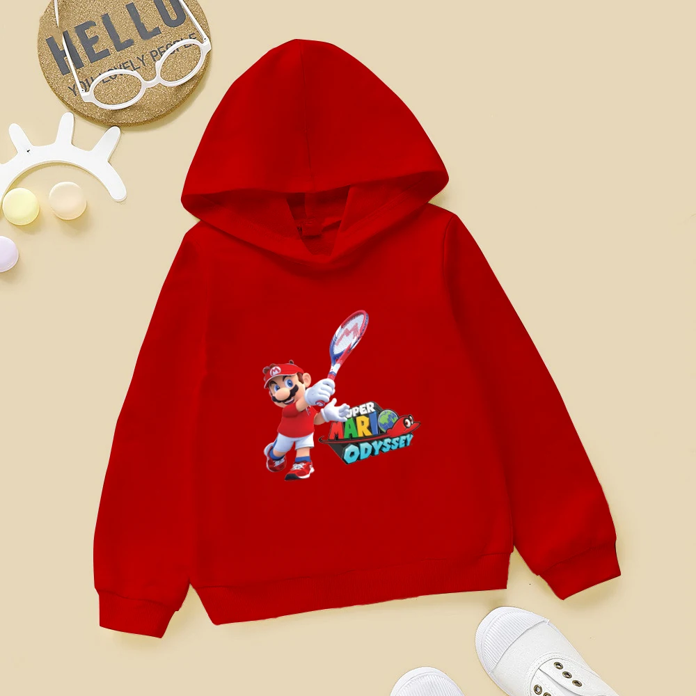 

Oversized Hoodie Mario Who Likes to Play Tennis Cartoon Printed Cotton Sweatshirt Fashion Good Quality Girls/Boys Hoodies