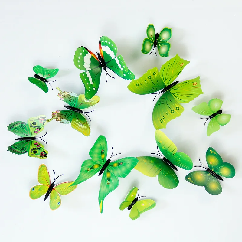12 шт 3D Однослойная Наклейка на стену с бабочками для украшения дома свадьбы