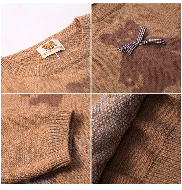 Зима Осень Новый винтажный Японский стиль женский свободный пуловер свитер