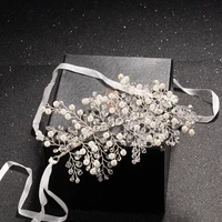 crystal floral wedding headbands for bride hair accessories flowers pearl crystal hairband bride tiaras hair jewelry hand