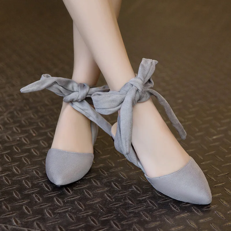 Summer 2021 New Flock Ankle Strap Flat Sandals Women's Fashion Pointed Toe Cross-tied Party Flats Streetwear Shoes For Girls | Обувь