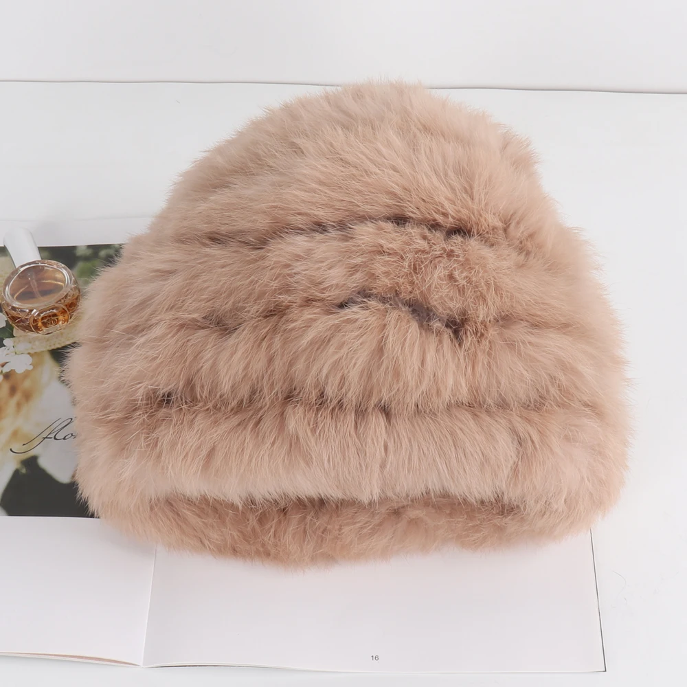 2022 русские женские вязаные эластичные шапки из натурального кроличьего меха
