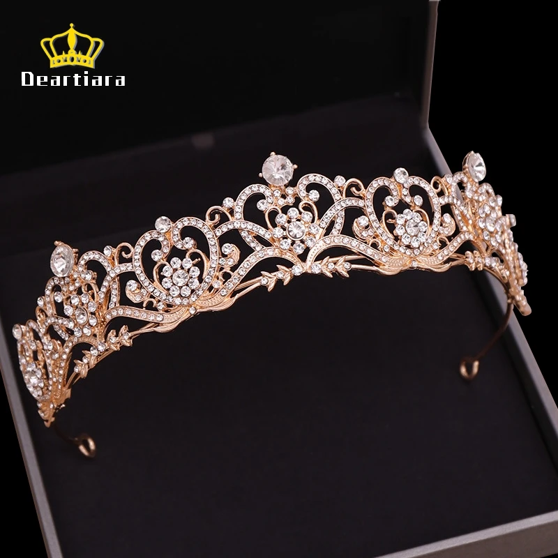 Тиары короны женские под розовое золото Ювелирное Украшение для волос с
