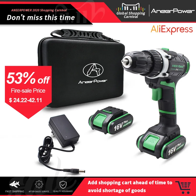 Аккумуляторная дрель с литиевой батареей 16 В для украшения дома отвертка