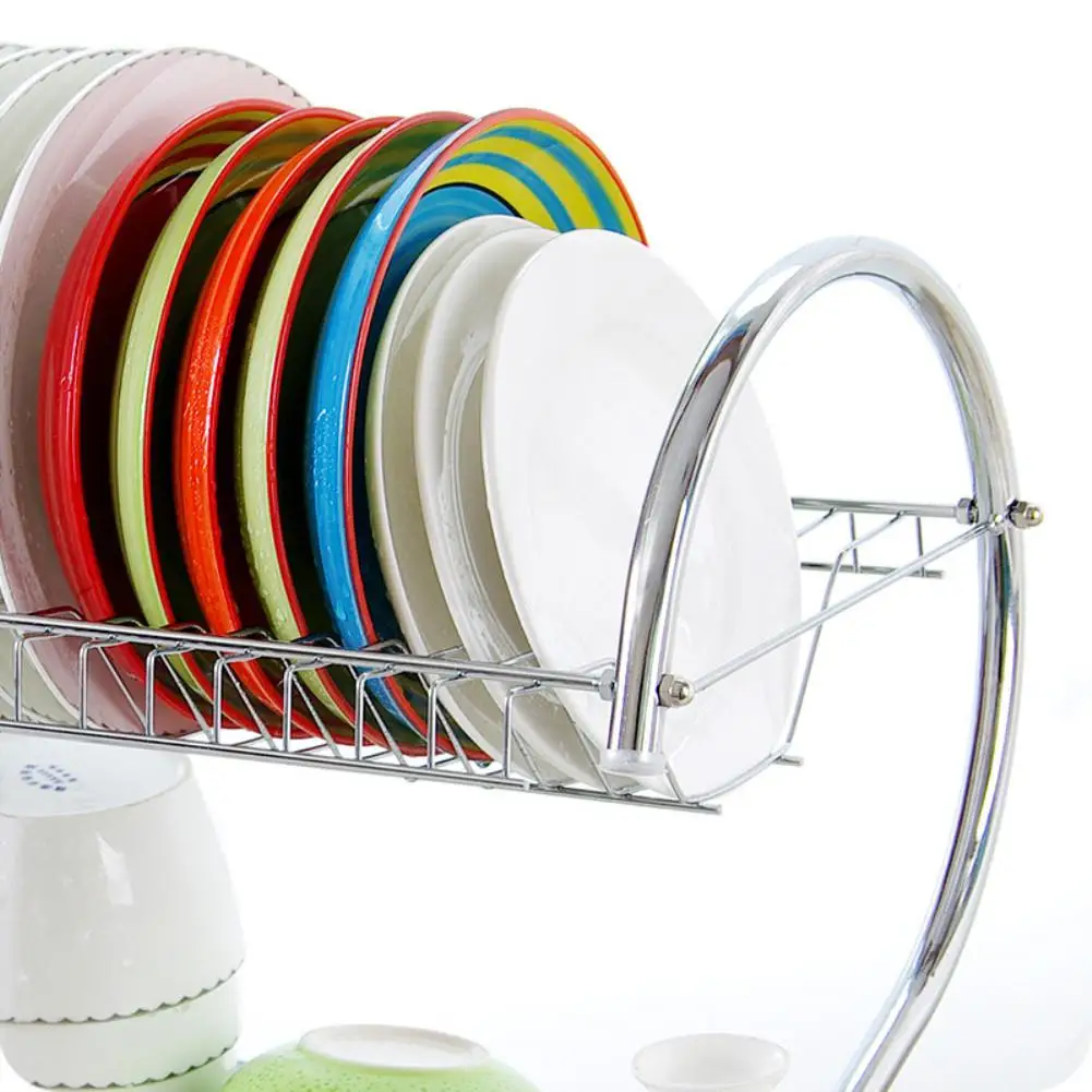 Large Capacity Stainless Steel 2-Layer Dish Drainer Drying Rack for Kitchen Storage | Дом и сад