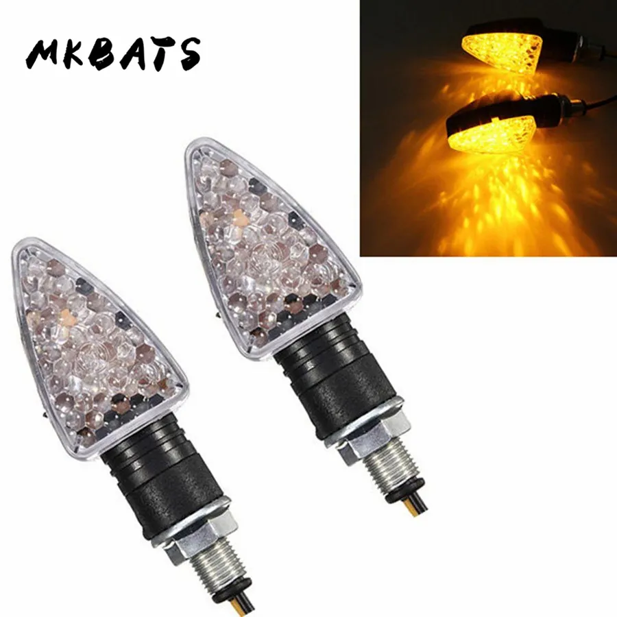 

2PCS Amber Light Universal 12 10 LED Motorcycle Turn Signal Indicators Lights lamp Clear 10mm MK-033