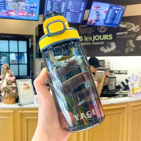 

Outdoor large capacity sports cup portable with handle scale fitness simple creative plastic men's and women's anti falling