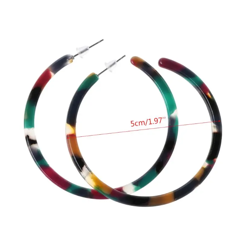 

2021 New Acetic Acid Acrylic Earrings Geometric Tortoiseshell Hoop Earrings for Women