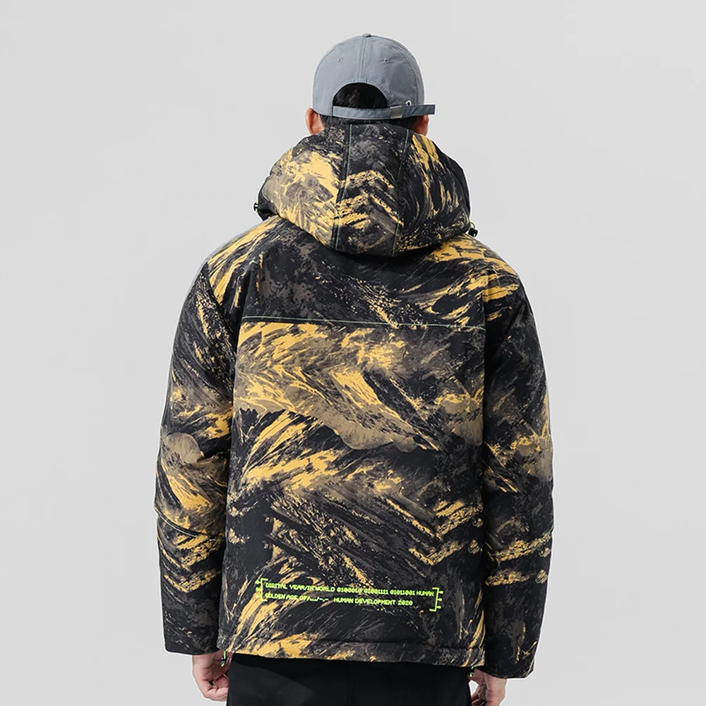 Covrlge Man Duck Down Jacket Light Thick Jackets Men Hooded 90 Fleece Jacket  Men Stand-up Collar Coat Men US Size White MWY032