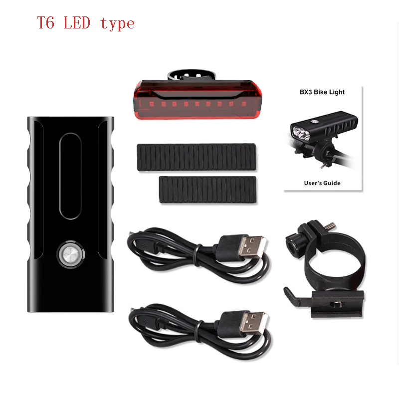 T6 Led type 3* T6/L2 Многофункциональный яркий светодиодный 3 режима света водонепроницаемый перезаряжаемый фонарик с задним фонарем - Цвет: T6 Led type