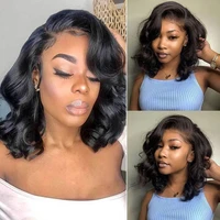 body wave lace front wig short wet and wavy lace frontal wig cheap headband wig human hair wigs for black women remy hair