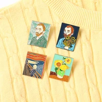 painting enamel pins custom the scream sunflower van gogh brooches bag clothes lapel pin badge art jewelry gift for friends