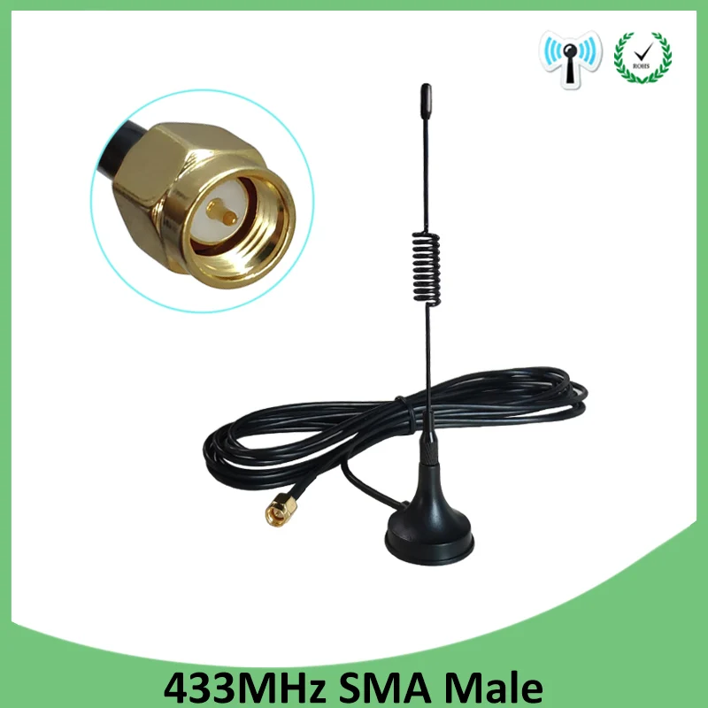 

Антенна 433 МГц 5 дБи 2 шт., антенна 433 МГц, GSM SMA Штекер, с магнитным основанием, бустер радиосигнала IOT Ham, Беспроводной ретранслятор