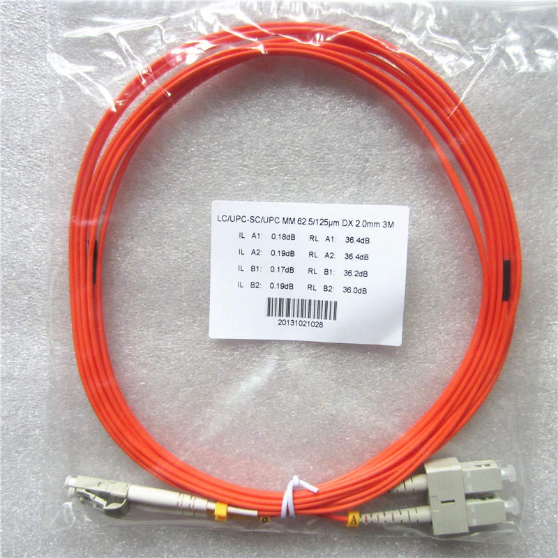 LC/UPC-SC/UPC оптоволоконный соединительный кабель OM1 62 5/125um многорежимный дуплексный