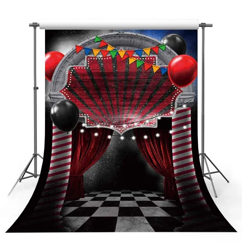 Halloween Eve Circus Backdrop Horror Creepy Carnival Party Scary Entrance Door Vampire Balloons Dress-up Photography Background
