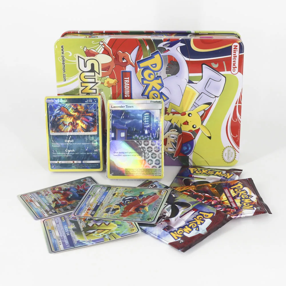 TAKARA TOMY Pokemon Trading Card Game Flash Cards Collections GX Evolutions Toys Metal Box Big Shining TCG 69pcs | Игрушки и хобби