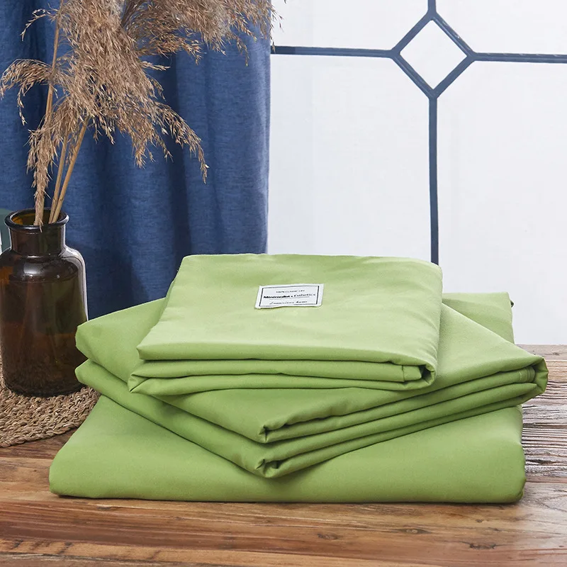 Solid Color Bedding Set Cotton Sanding Double Spell 4pcs Bed Sets Bedclothes Duvet Cover Sheets Pillowcase Comfortable Coverings | Дом и сад