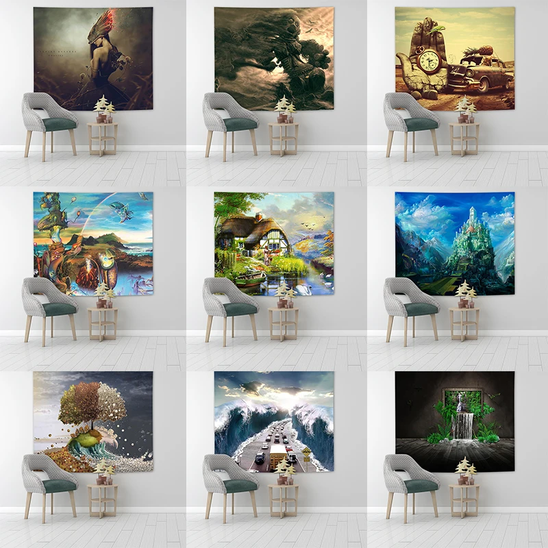 

Flower Pattern Tapestry Magic Tapestry Abstract Painting Art Wall Hanging Livingroom Decor Crafts Table Cover Picnic Usage