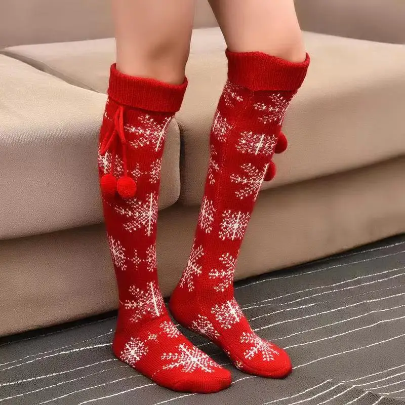 

2021 Christmas Women Stockings Autumn Winter Knit High Over The Knee Socks Ladies Lovely Warm Comfortable Thick Long Socks Femme