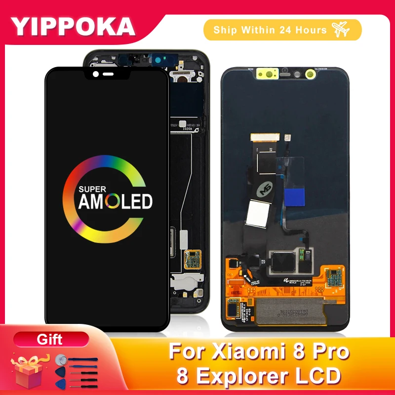 

6.21" Super AMOLED For Xiaomi Mi 8 Pro Display LCD Screen Touch Digitizer Replacement For Xiaomi Mi 8 Explorer LCD Fingerprint