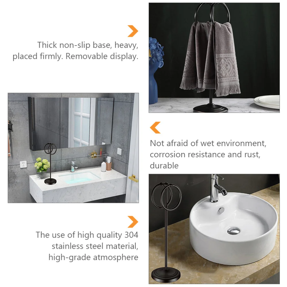 

1Pc Stainless Steel Double Rings Towel Rack Hanger Practical Towel Holder