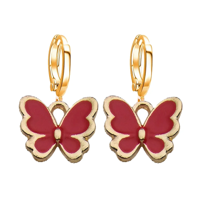 

Peixin Fashion Colorful Cute Butterfly Drop Earrings Gold Cute Animal Dangle Earrings Women's glamour jewelry wholesale