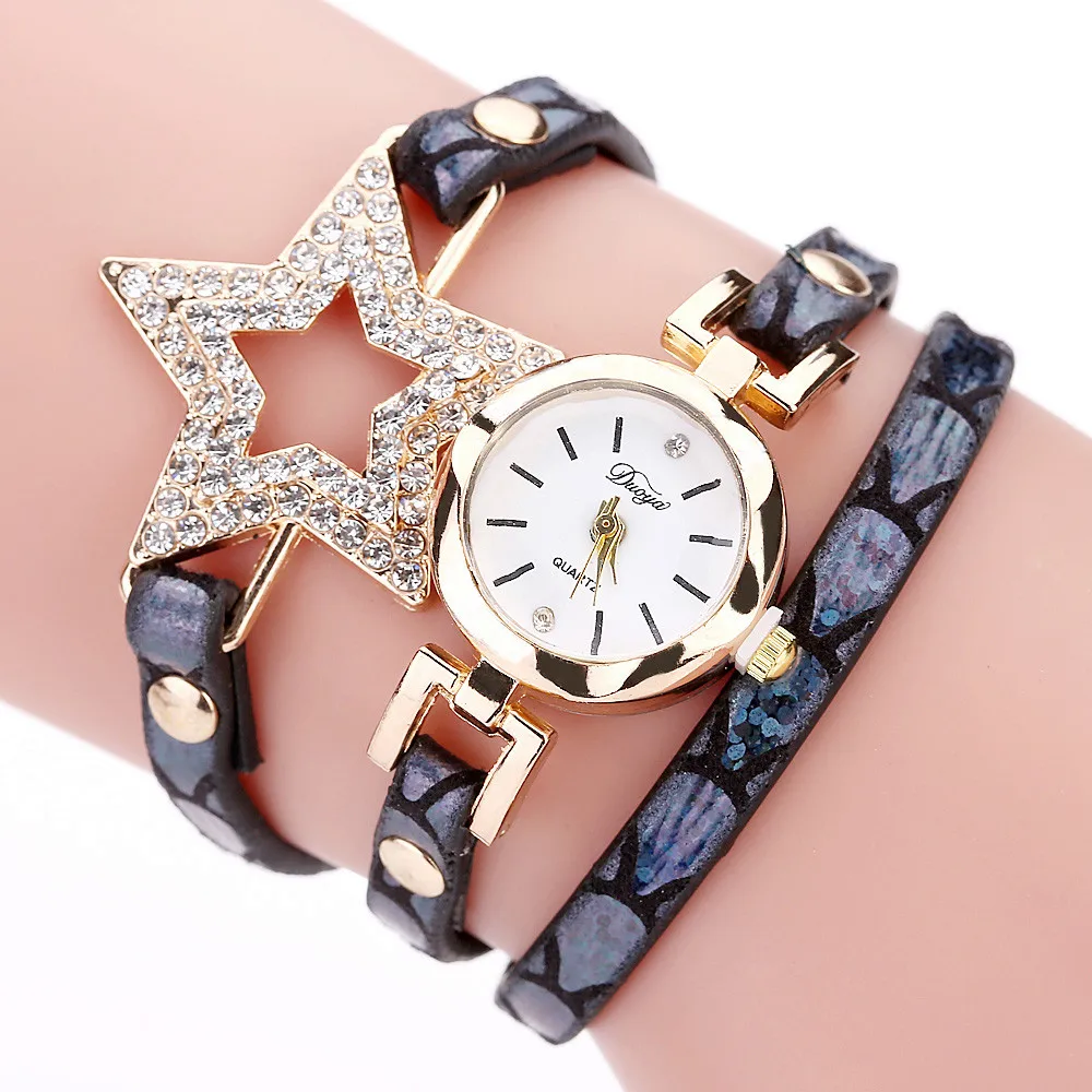 Женские часы браслет с кожаным ремешком Аналоговые кварцевые наручные в виде