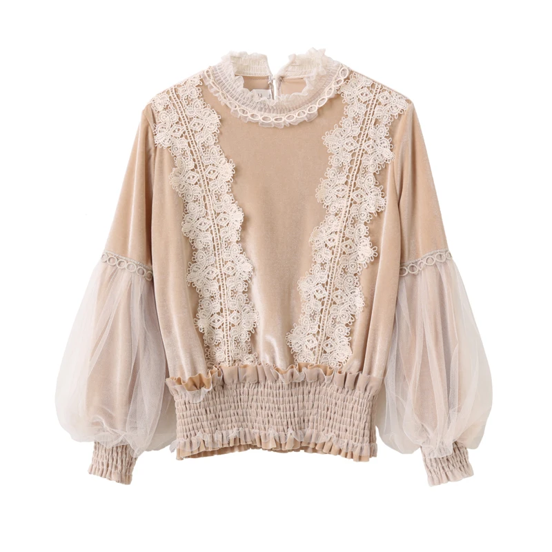 Осень/Зима Женская бaрхaтныe лeггинсы сращивания блузка Женский пуловер пряжи с