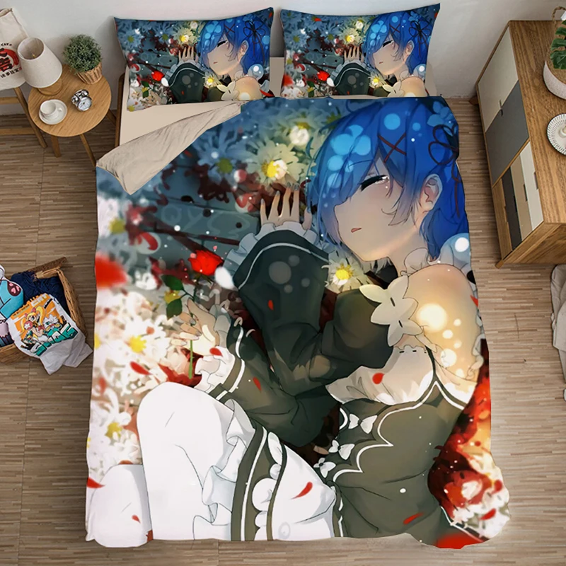 Комплект постельного белья с рисунком аниме Re:Life In A Different World From Zero пододеяльник Rem
