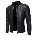 Мужская куртка из искусственной кожи 2021, мотоциклетная куртка-бомбер, водонепроницаемая верхняя одежда на молнии, винтажная модная мужская черная кожаная куртка размера плюс