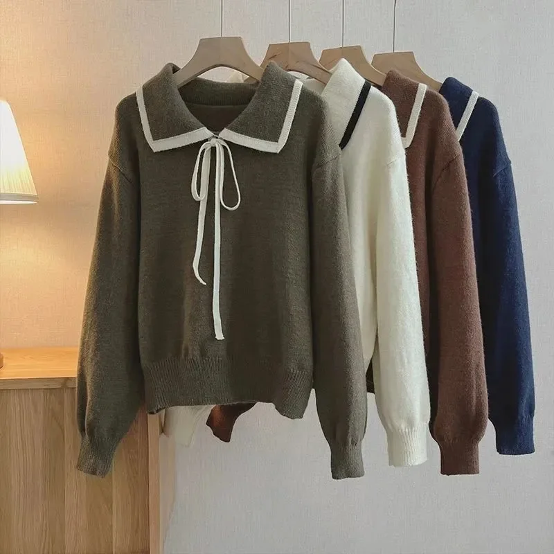 Свитер оверсайз 2022 женские вязаные свитера на осень и зиму модные элегантные