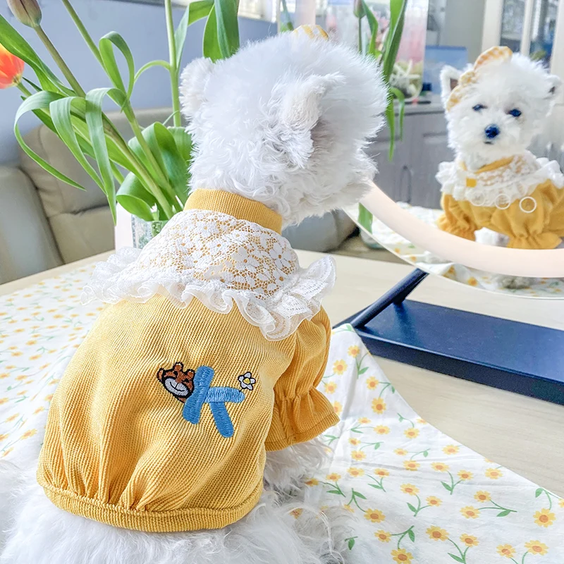 PETCIRCLE одежда с принтом в виде собак кружево вельветовое пальто подходит для