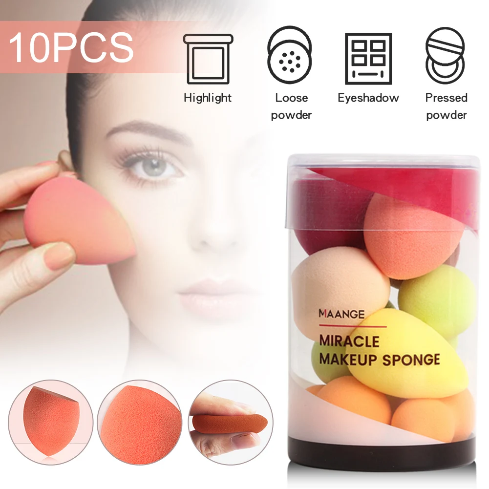 

10pcs FOR MAANGE Makeup Sponge Eggs Foundation Cream Liquid Makeup Puff Soft And Comfortable Well Bouncy Dry Or Wet Use Sponge