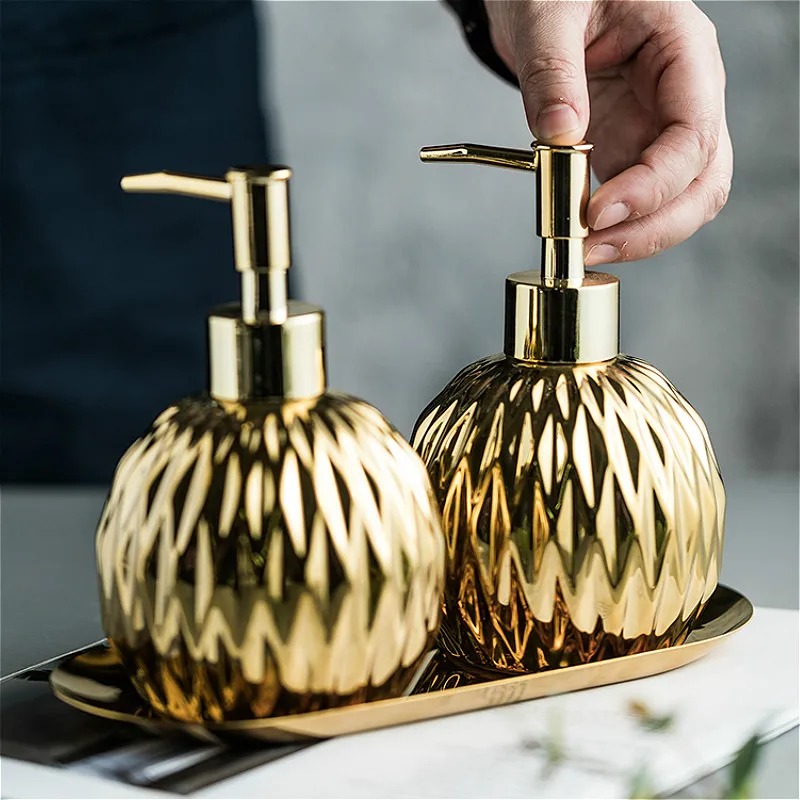 

Bathroom Hand Sanitizer Ceramics Shampoo Body Wash Lotion Bottle Cosmetics Bottles Gold Soap Dispenser Outdoor Travel Sub-bottle