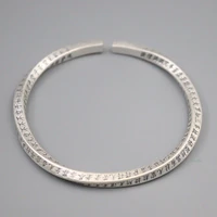 fine pure s999 sterling silver bangle women 5mmw wave six word mantra link figure bracelet 56 60mm 29 30g