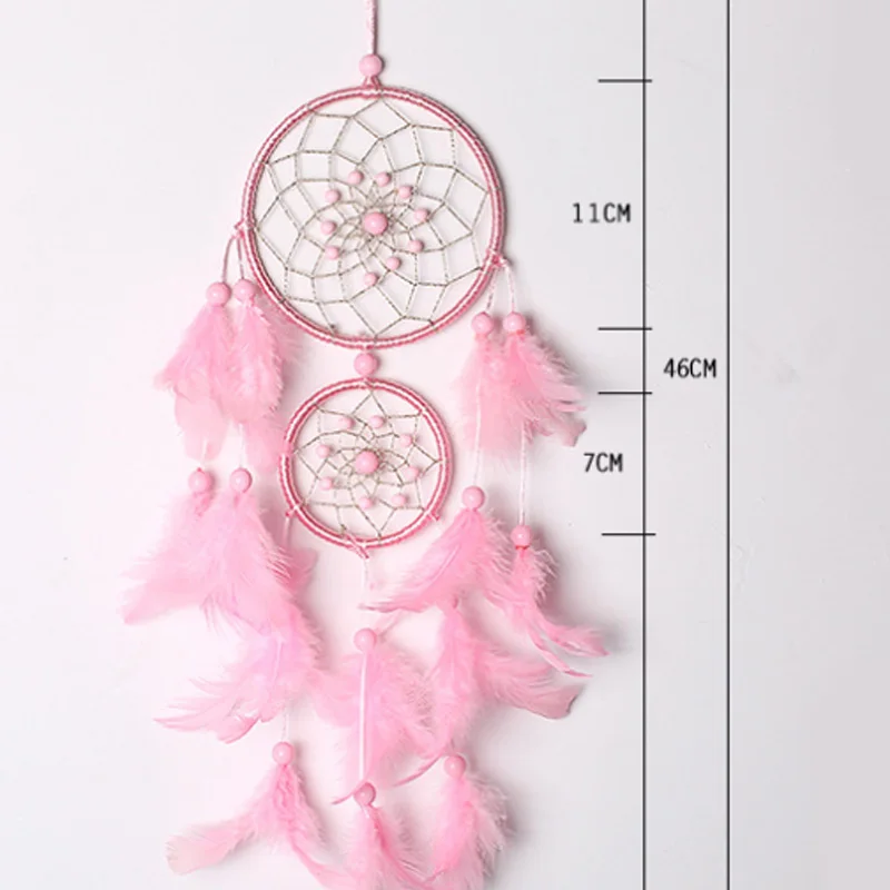 Розовая подвеска в виде двух колец Ловец снов розовая серия автомобильных