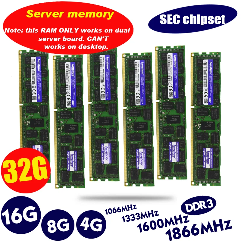 Lanshuo, 4 ГБ, 8 ГБ, 16 ГБ, 4 ГБ, 8 ГБ, 16 ГБ, DDR3, PC3, 1866 МГц, 1600 МГц, 1333 МГц, 14900 ГБ, 12800 ГБ, 10600 ГБ, 1333 МГц, Серверная память, память, модуль памяти